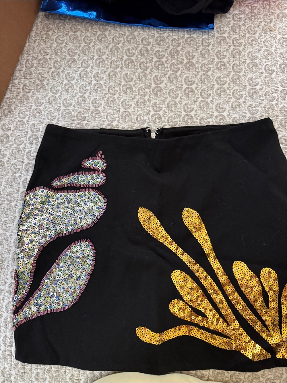 Forever 21 Black Mini Skirt with Gold and Iridescent Sequin Accents